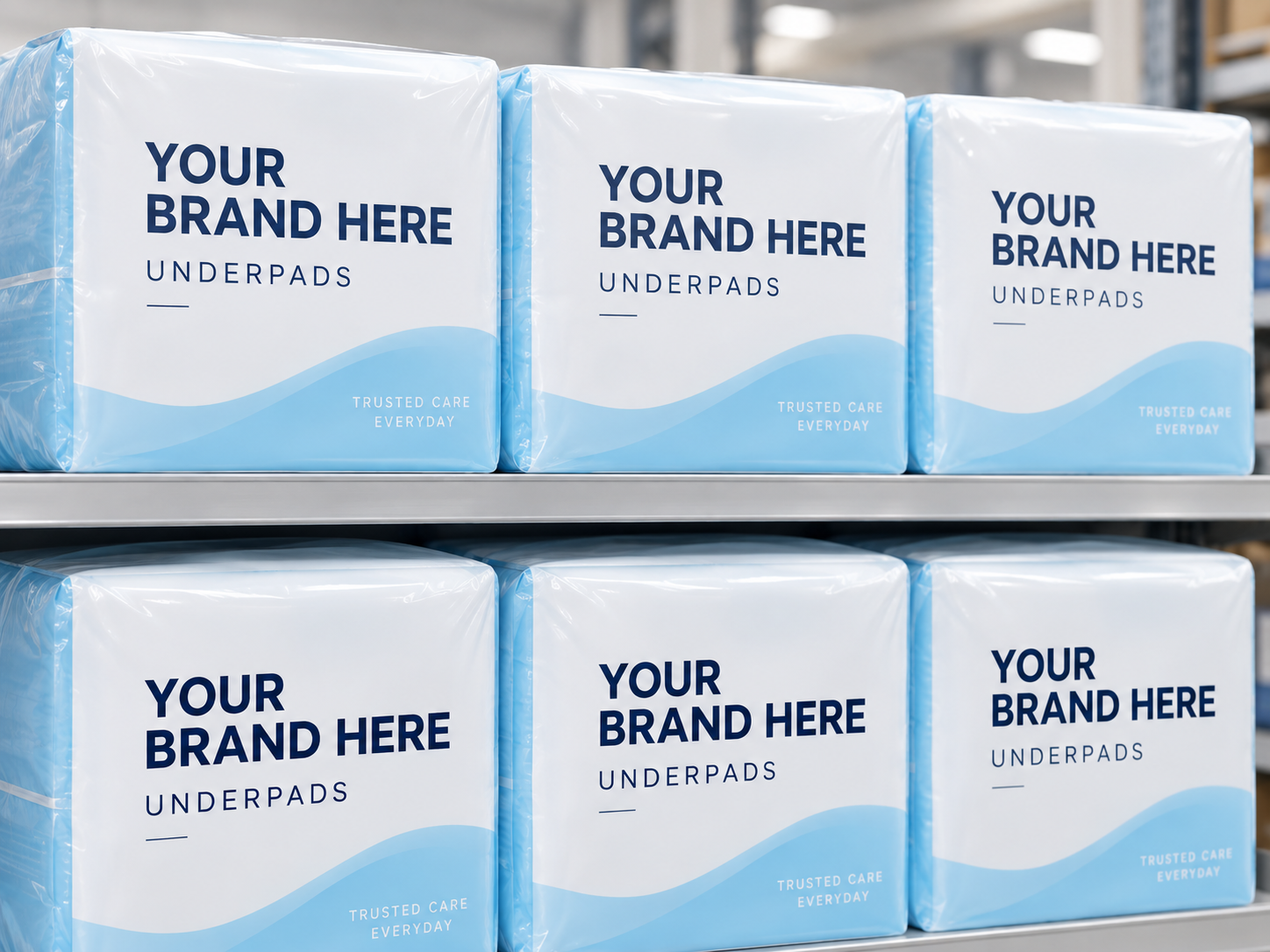 Packaged disposable hygiene products ready for retail